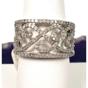 925 Sterling Silver 5/8 CTTW Diamond Open Filigree Ring Size 7